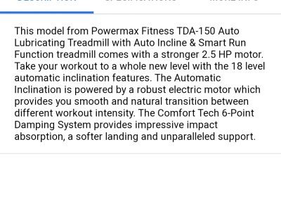 Powermax treadmill td 150